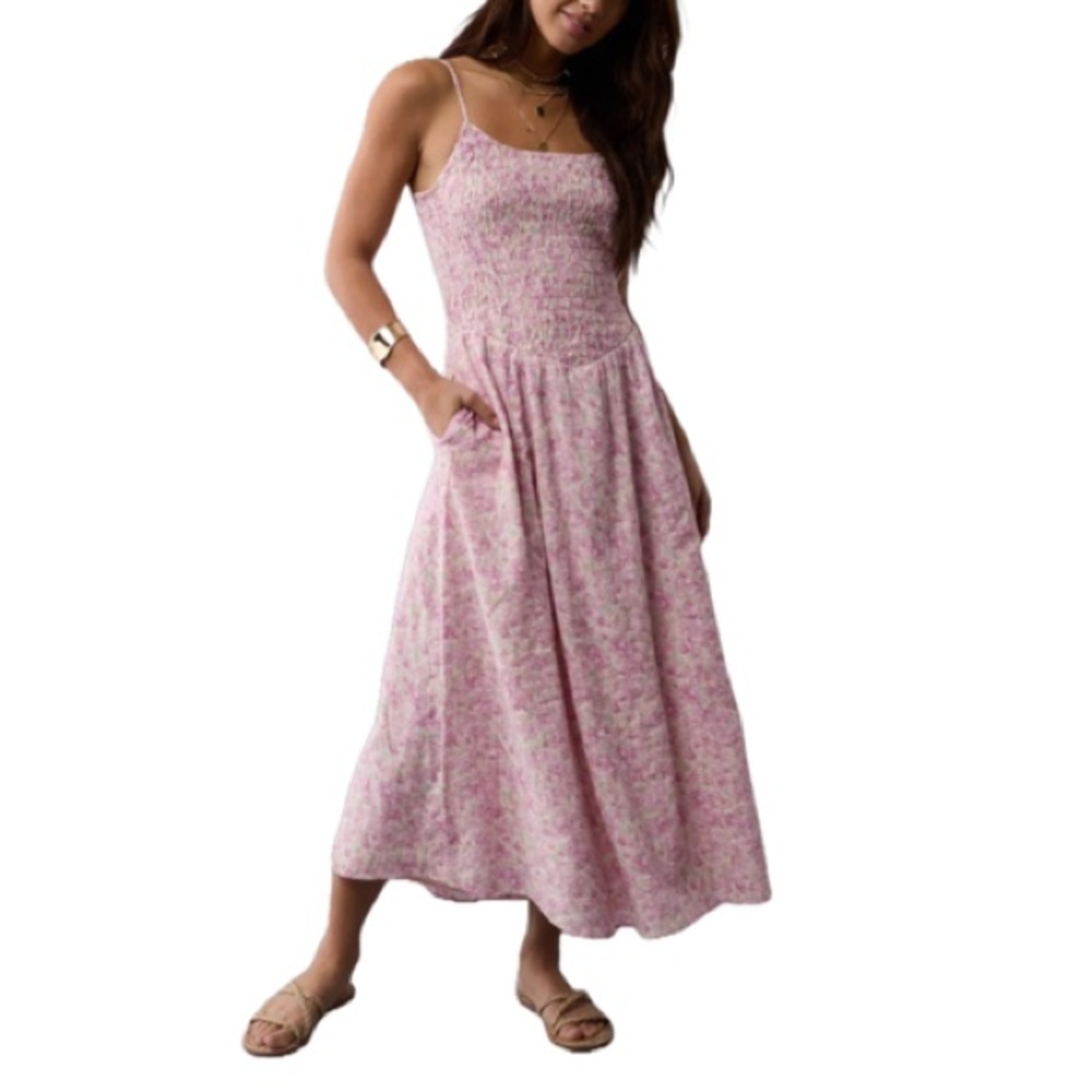 American Eagle Bella Smocked Pink Floral Women's Dress